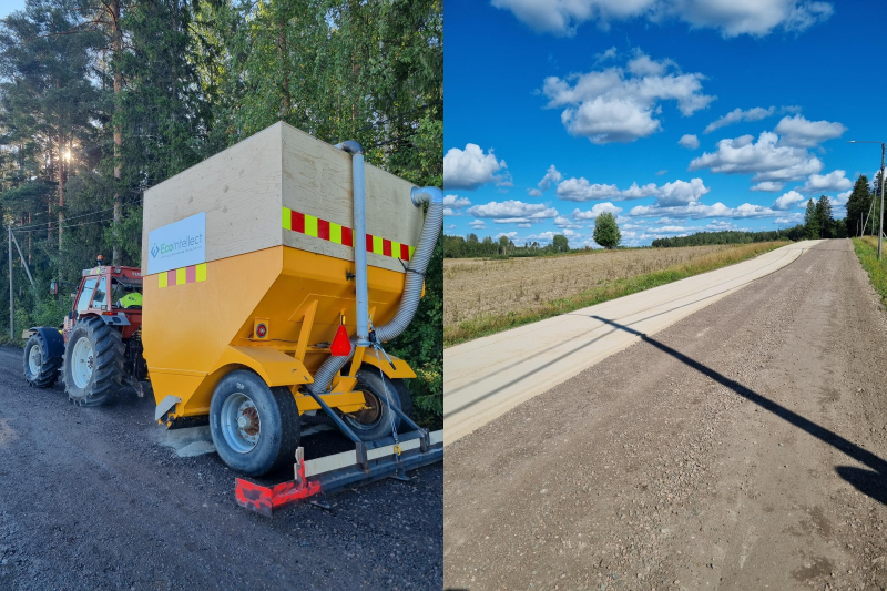 Sideaineen levitystä maantielle